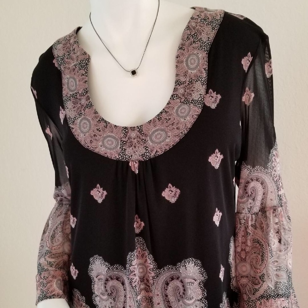 3/4 Sheer Black and Purple Blouse